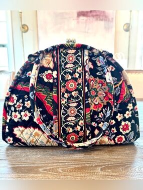 Vera Bradley Frannie Kisslock Frame Satchel Floral Quilted Purse Retired Print